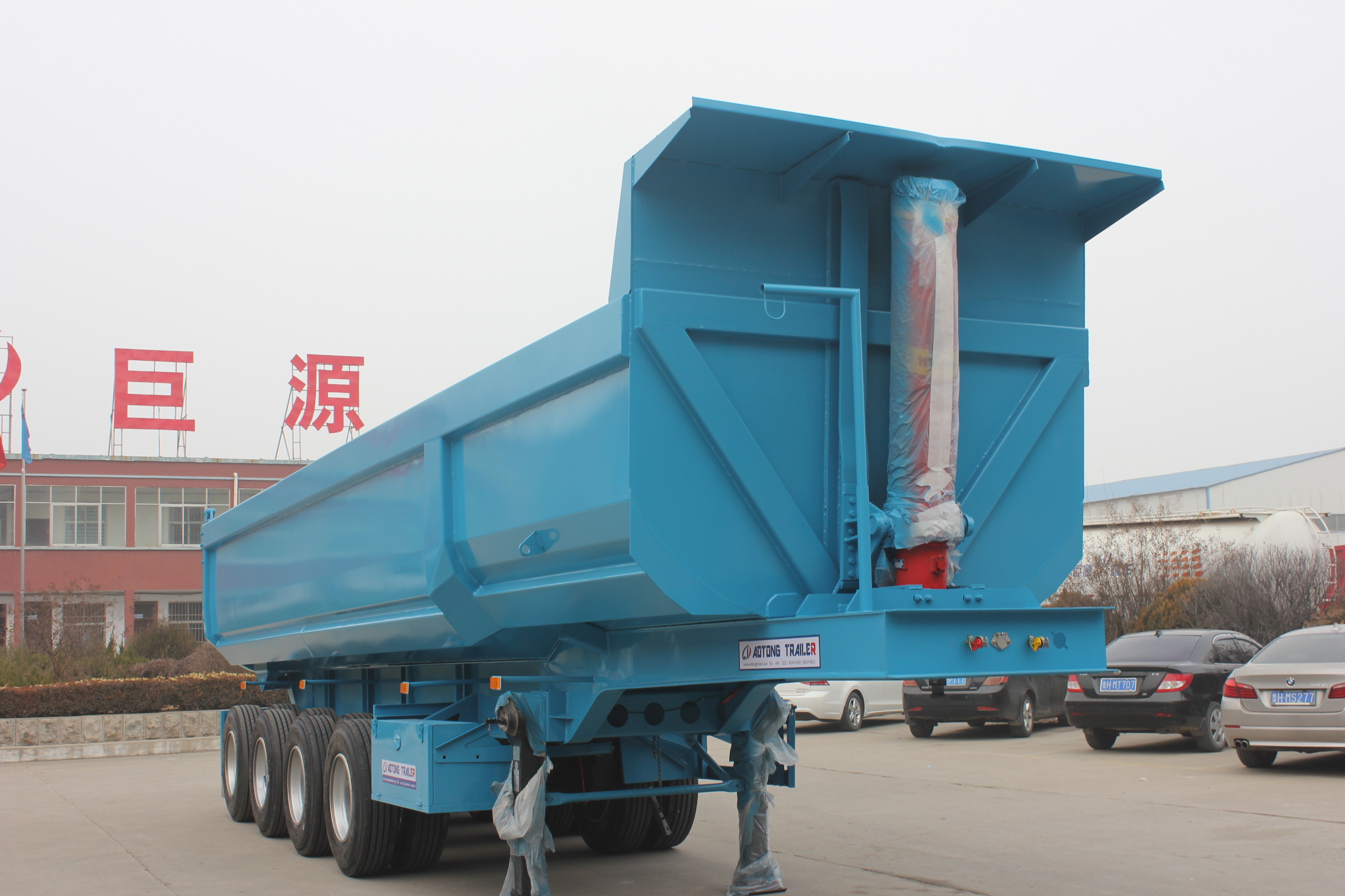 Aotong self dumper heavy truck trailer rear tipping dump trailer tailgate ensel semi trailer for sale