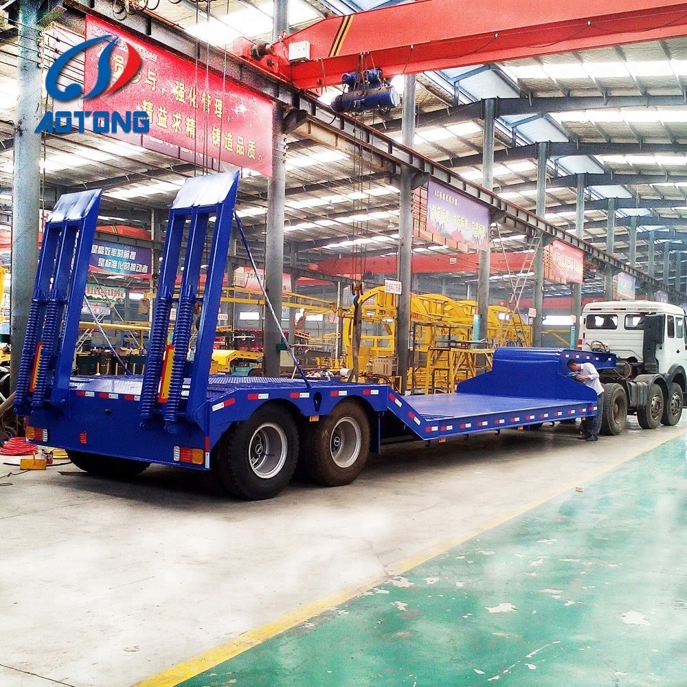 90 ton heavy duty 40-80 tons lowboy excavator transport trailer 4 axles /3axle plant high low bed flatbed truck trailer