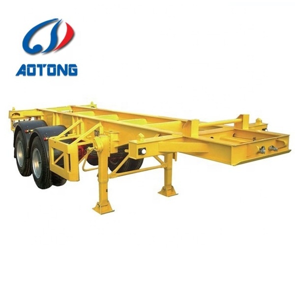 AOTONG 2 Axle skeleton shipping container  40FT 45ft Korea Port bomb cart skeletal Container Semi chassis Terminal Trailer