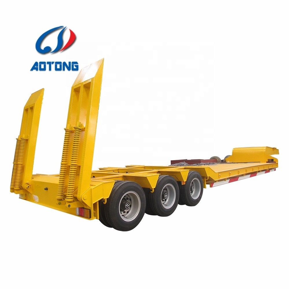 used 2 axles 50 ton 12m 40ft low bed lowboy trailer dimensions 3 axles ISO used low bed trailer truck for sale