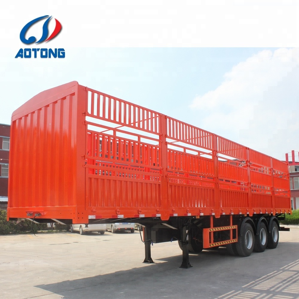 3 axles fence truck trailers animal transport stake semi trailer for sale