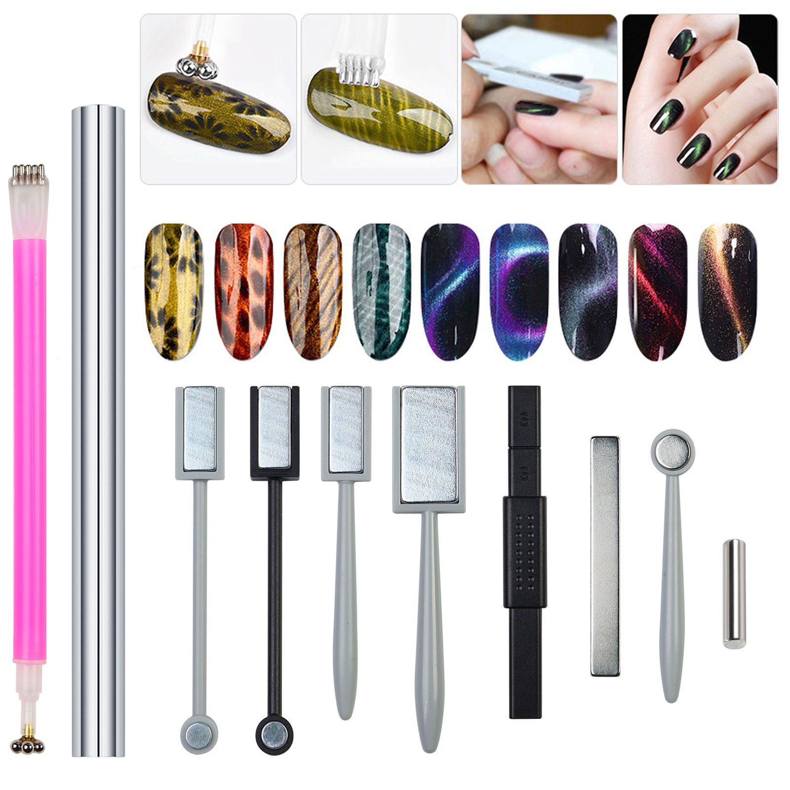 Factory Direct Nail Tools Cat's eye magnet nail polish glue fancy multi-functional nail pen wholesale