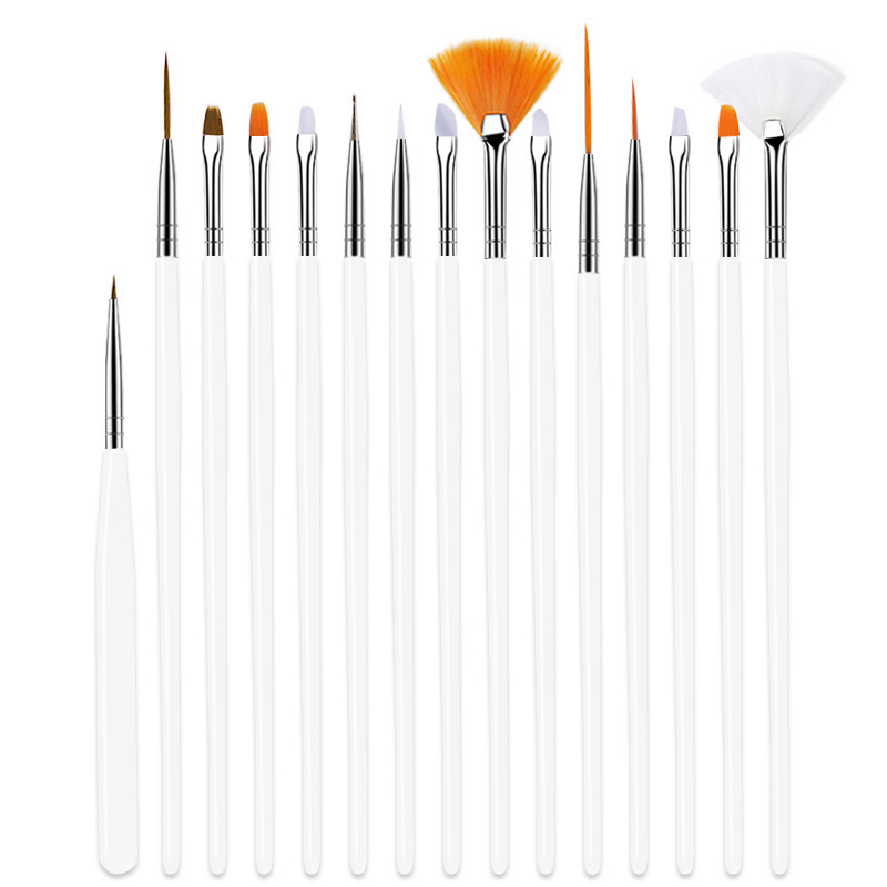 15 Pcs Nail Art Drawing Liner Brush Kit Acrylic Liquid Powder Carving Manicure Gel Brush Beauty Tools for Nail Salon