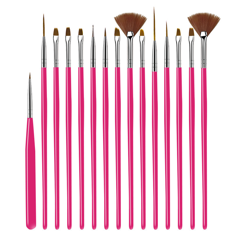 15 Pcs Nail Art Drawing Liner Brush Kit Acrylic Liquid Powder Carving Manicure Gel Brush Beauty Tools for Nail Salon