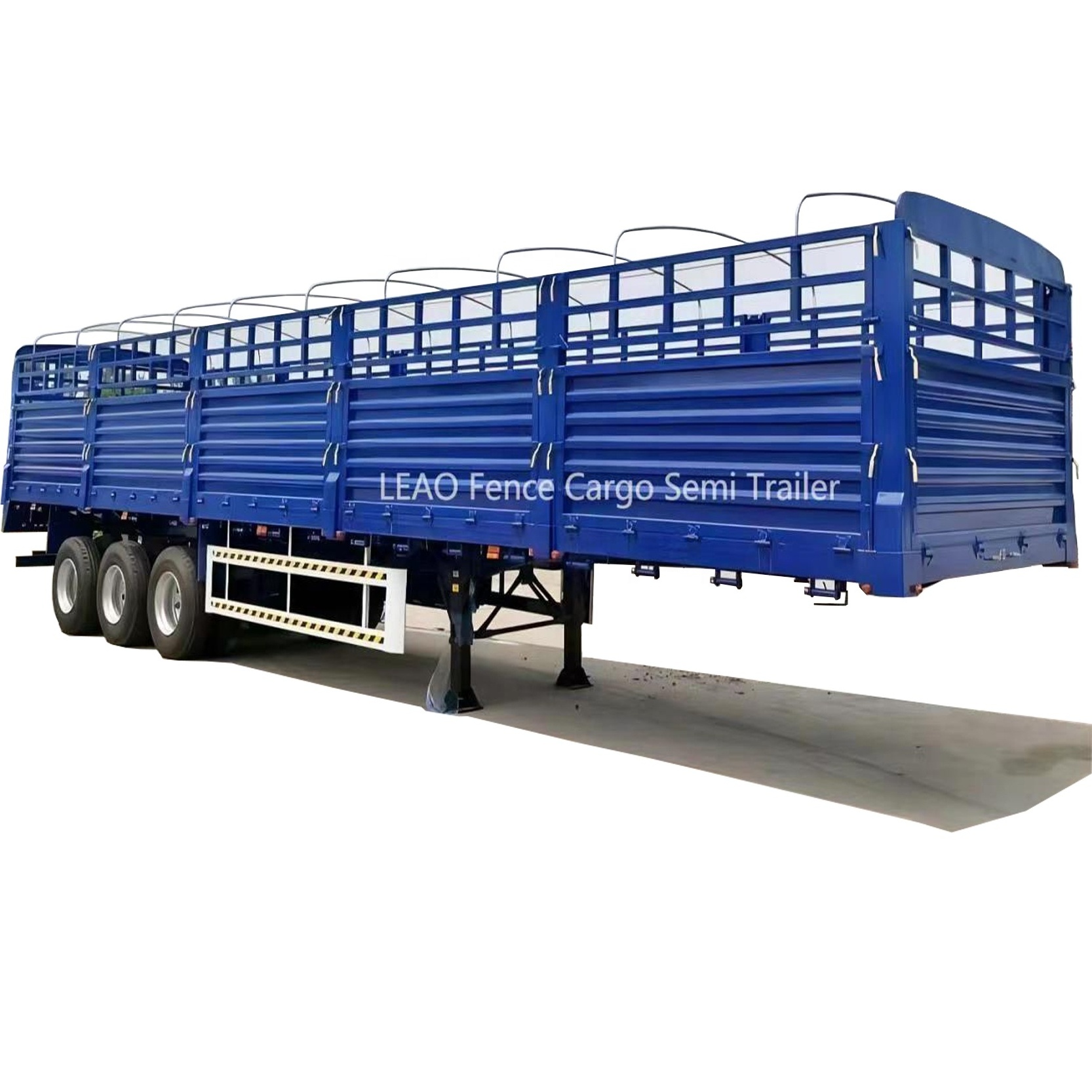 LEAO factory supply 3 axles double deck livestock and poultry fence semi-trailer semi truck fence trailer