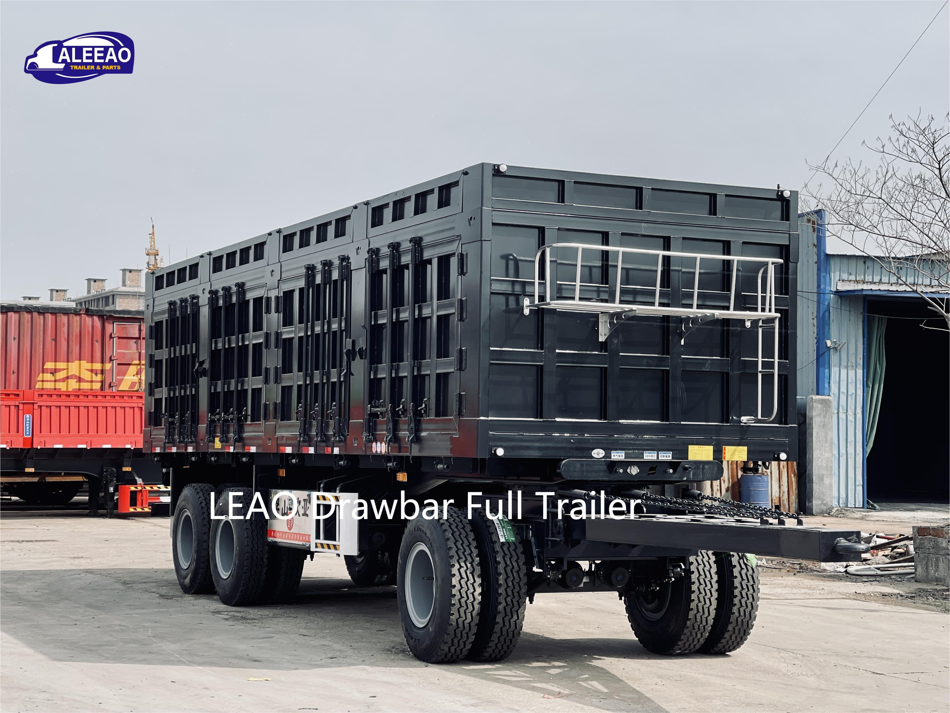 ALEEAO Farm Tractor Container Transport Side Tipping Draw Bar Full Trailer With Draw Bar Coupling For Sale