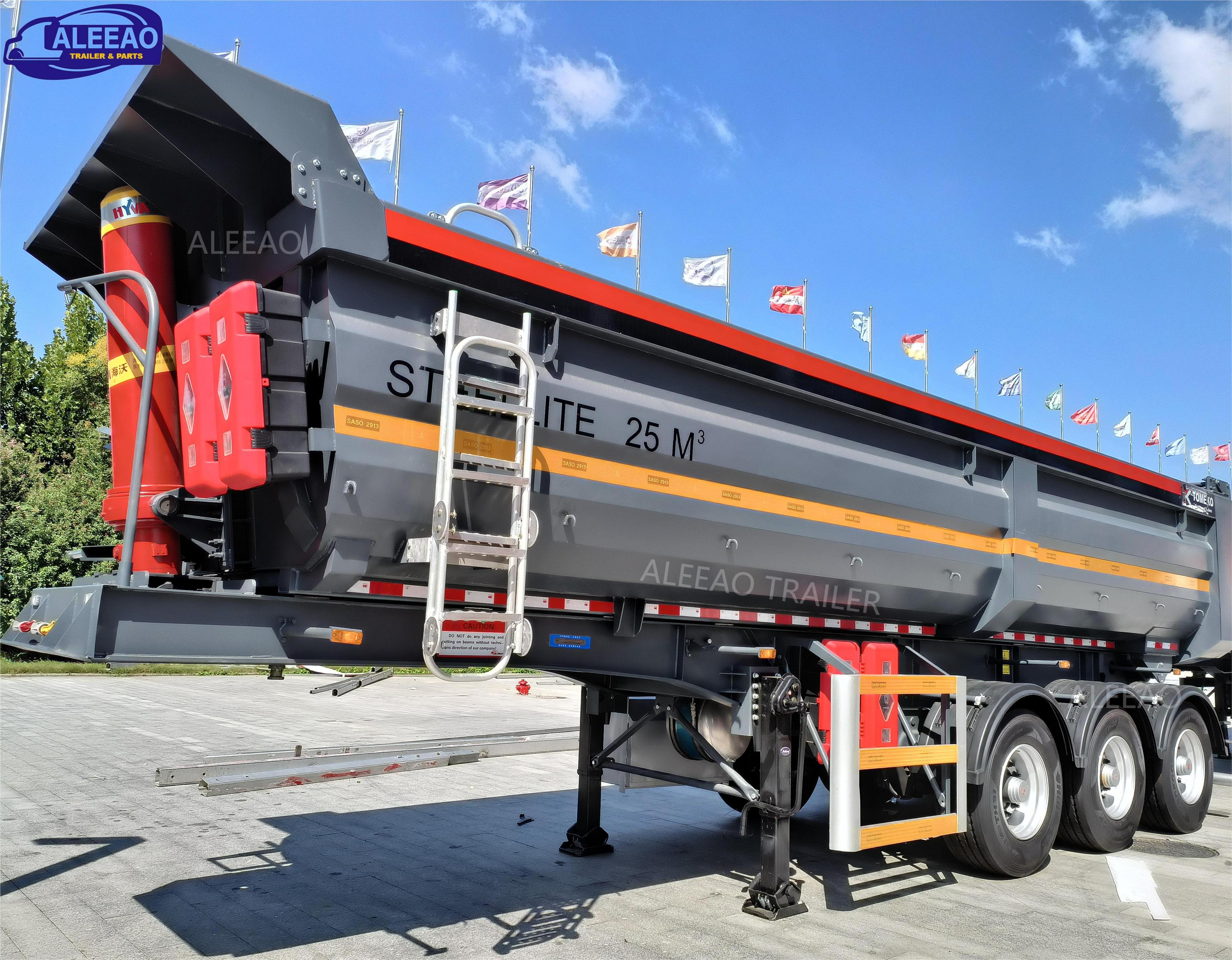 ALEEAO China Most Popular 40 Ton 50 Ton Rear Tipper Rear Dumper Semi Trailer 3 Axles Used Dump Truck Trailer Tires For Sale