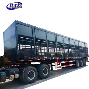 LEAO factory supply 3 axles double deck livestock and poultry fence semi-trailer semi truck fence trailer