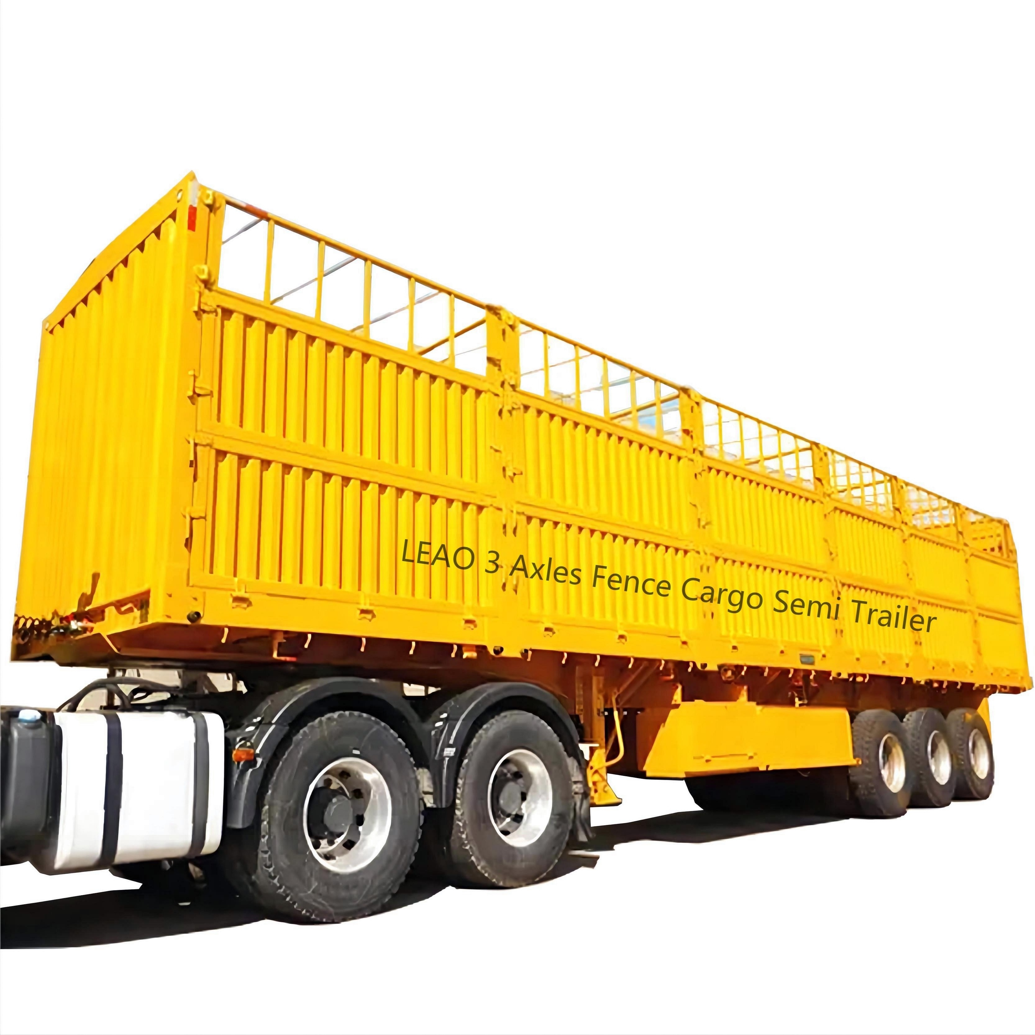 3 axles 50tons 60tons sugar cane transport trailer fence cargo trailer cargo truck trailer for sale