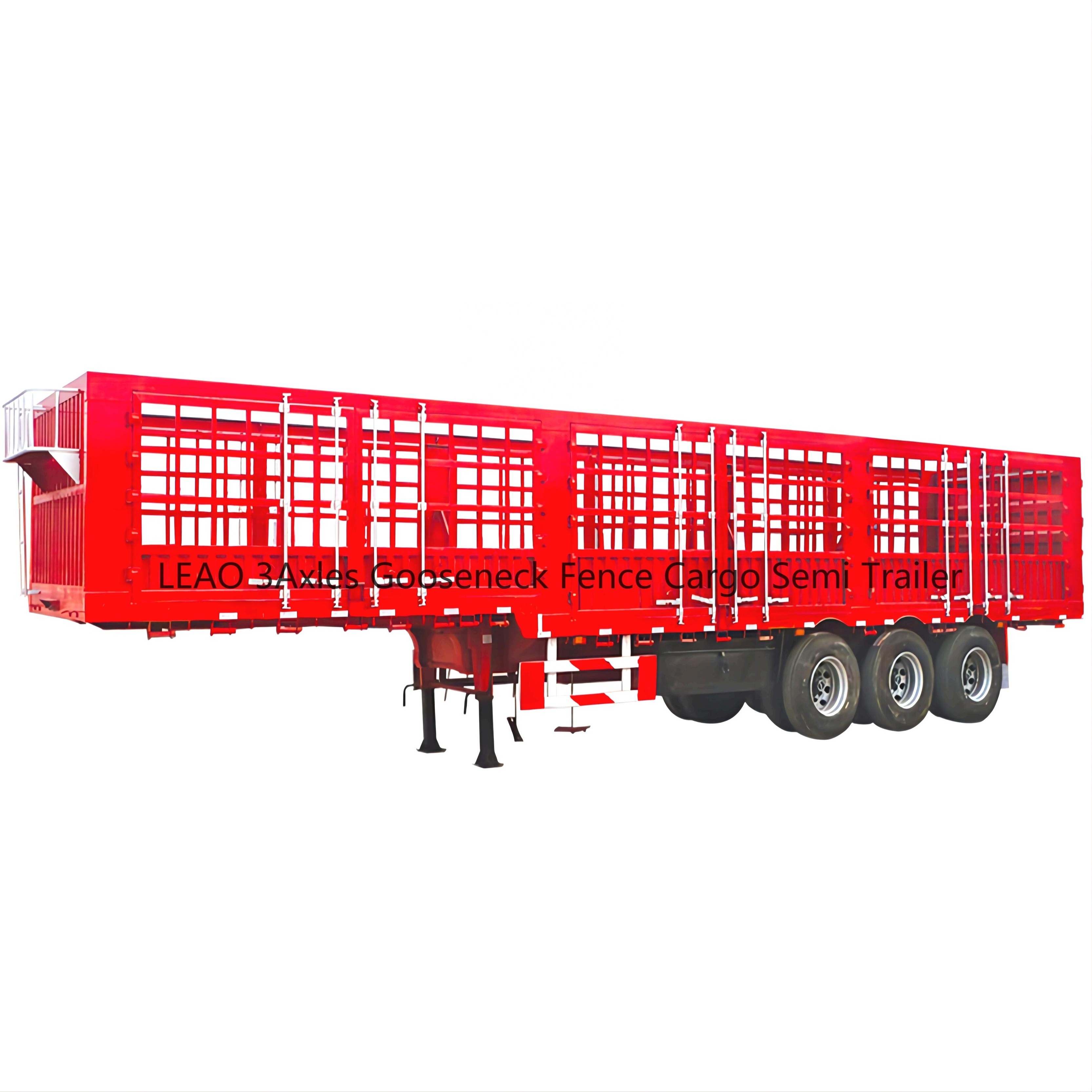 3 axles 50tons 60tons sugar cane transport trailer fence cargo trailer cargo truck trailer for sale