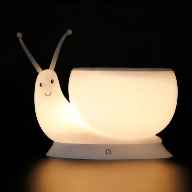 Portable Silicon Snail Potting LED Desk Night Lamp Bedside Table Light