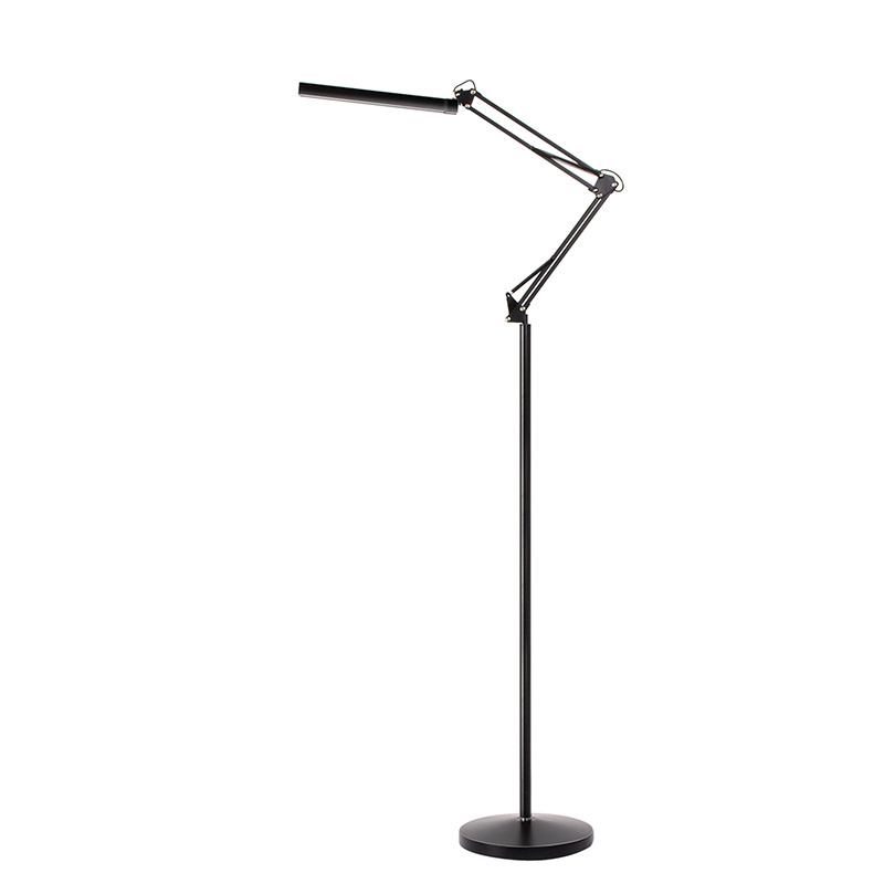 Folding Telescopic Metal Floor Lamp Adjustable Architect Swing Arm Standing Lamps Heavy Duty Base Eye-Caring Reading Study Light