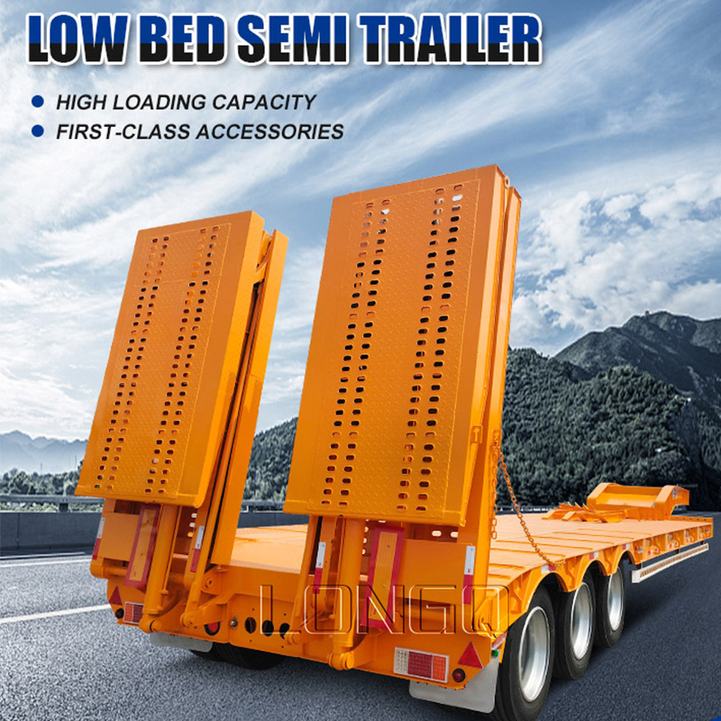 LONGQ High quality 5 axles low bed semi trailer low loaders  trailer low flatbed semi trailer