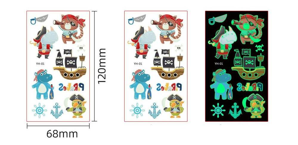 Customize Hot Lovely Piraat Tattoos Children Kids Cartoon Animal Temporary Tattoo Sticker tattoos for kids