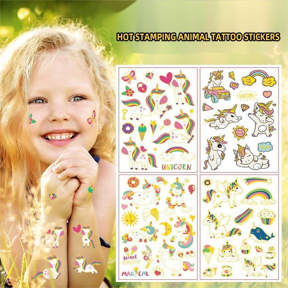 Fashion Wholesale Cute Gold Kids Temporary Tattoo Cartoon Fairy Tattoo Stickers Gold Metallic Tattoo For Children