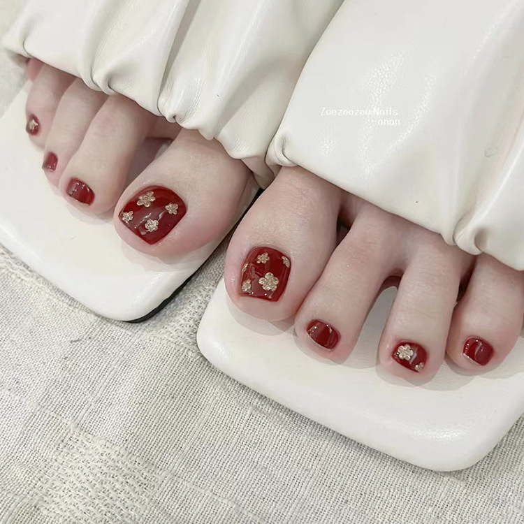 DIY Wearable French white cloud  Toenails press on toes nail artificial removable false toe nails