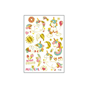 Fashion Wholesale Cute Gold Kids Temporary Tattoo Cartoon Fairy Tattoo Stickers Gold Metallic Tattoo For Children