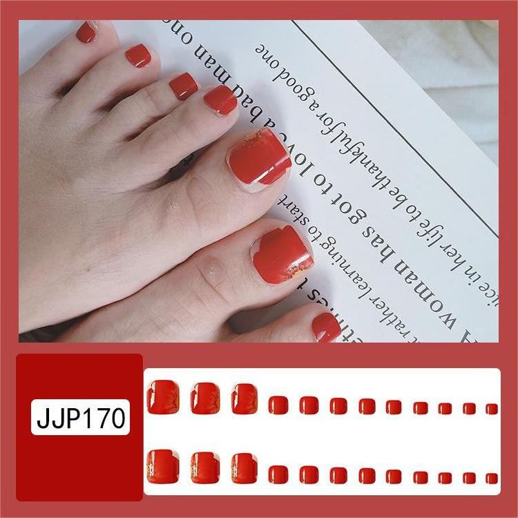 Hot Selling Solid Color Cute Dog Pattern Full Cover Toe Nails Self Adhesive Ease Wearable Remove Press On Nails 24Pcs Fake Nails