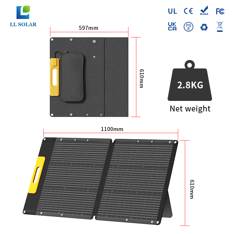 120W Portable Solar Panels with Kickstand Foldable Charger for ROCKPALS Jackery BLUETTI ECOFLOW Power Station Solar Generator