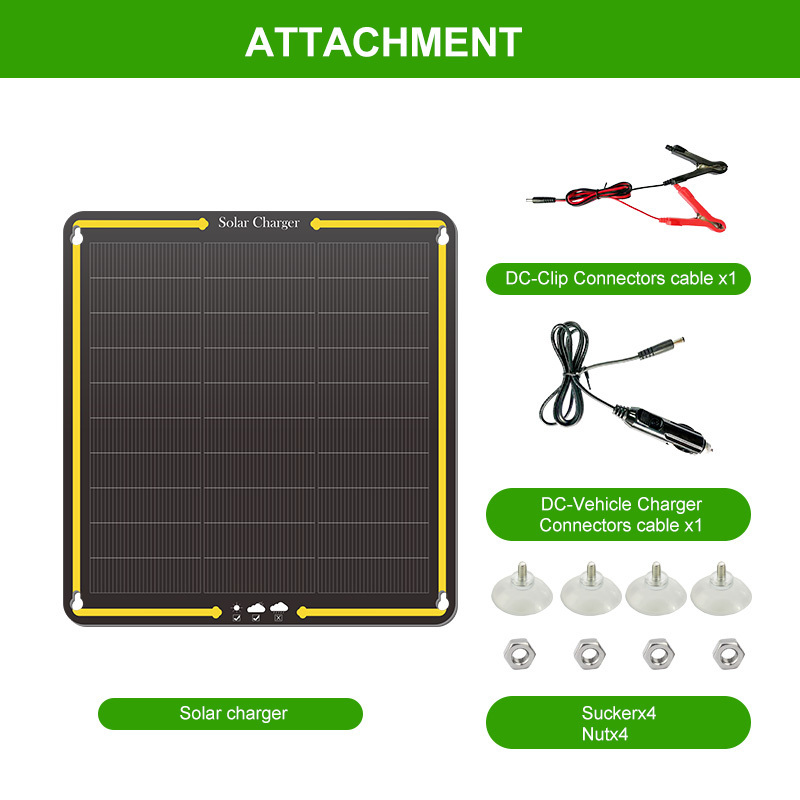 LLSOLAR Portable 20W Solar Battery Charger Maintainer Flexible Solar Panel Kit 12v Solar Trickle Charger for Car Truck Boat RV M