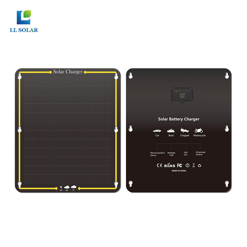 LLSOLAR 15W portable amorphous silicon solar panel trickle charger maintainer for car boat