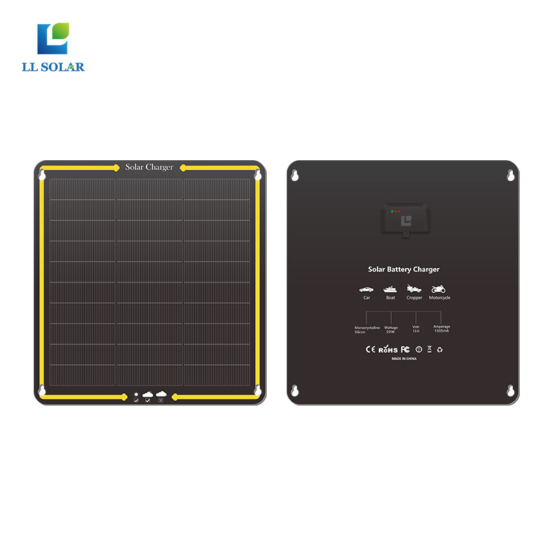 12V 15W Solar Car Battery Maintainer Trickle Charger, Portable Solar Panel Charging Kit for RV, Car, Boats, Truck, Camper, RV