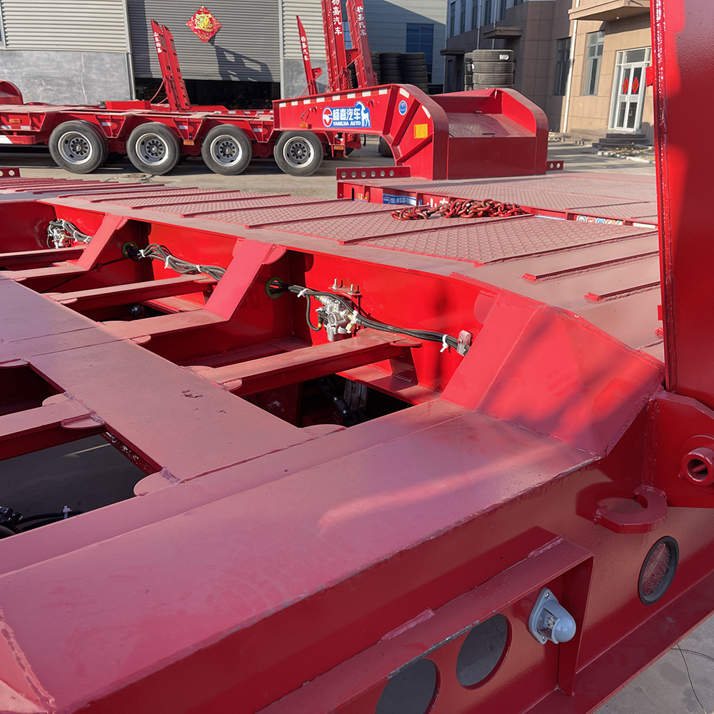 40 60 100 Ton Heavy Duty 3 Axle 4 Axle Low Flatbed Loader Deck Lowboy Trailers Lowbed Semi Trailer