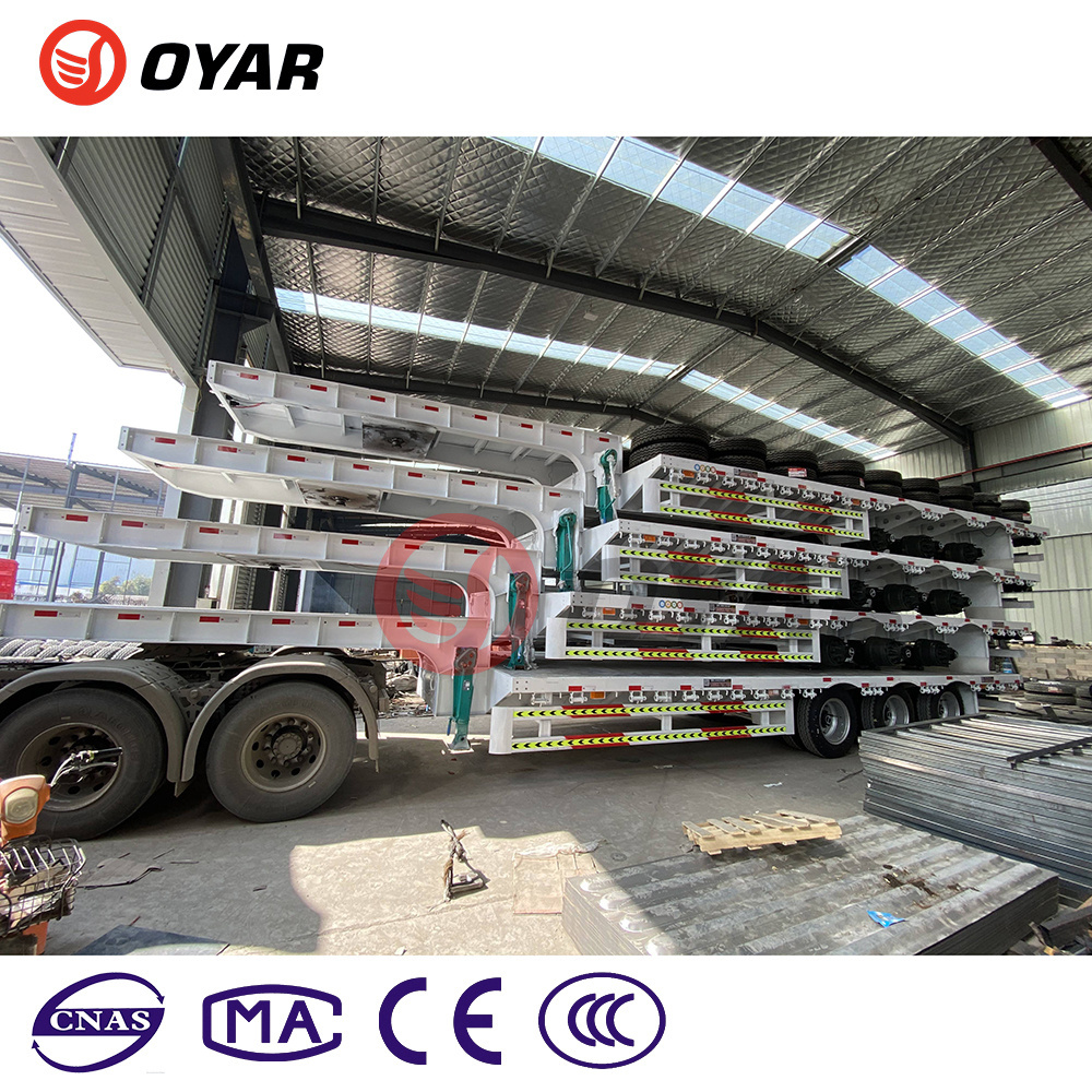 Oyar 3 4 Axles 20ft 40ft 53ft 80t Lowbed Flatbed Semi-Trailer