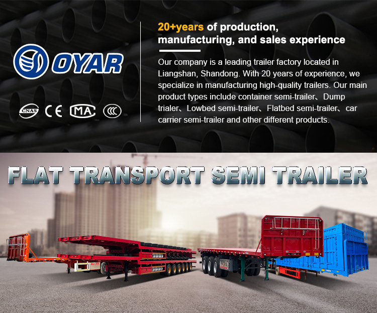 Oyar 3 4 Axles 20ft 40ft 53ft 80t Lowbed Flatbed Semi-Trailer