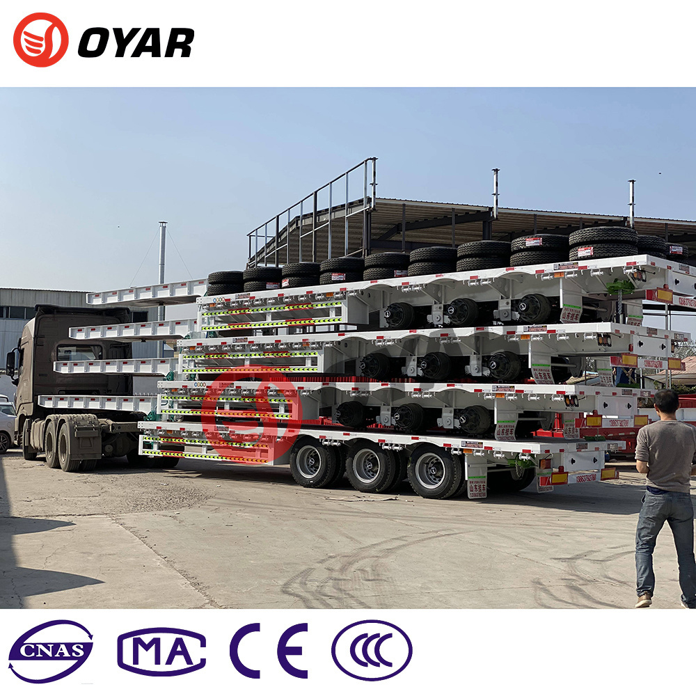 Oyar 3 4 Axles 20ft 40ft 53ft 80t Lowbed Flatbed Semi-Trailer