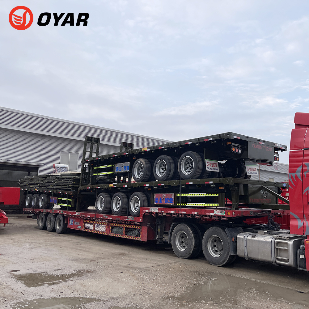 Oyar 3 4 Axles 20ft 40ft 53ft 80t Lowbed Flatbed Semi-Trailer