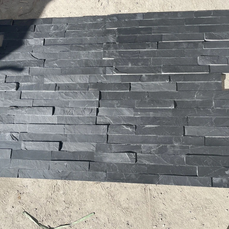 Natural Stacked Stone Veneer Carbon Slate Rock Panels For Accent Walls Fireplaces Outdoor Kitchens