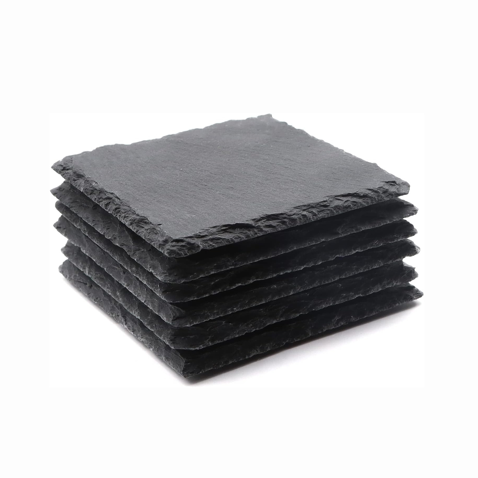 Wholesale Black Non-Slip Engraving Drink Slate Stone Bulk Coasters Set Round Blank Gift Box With Holder