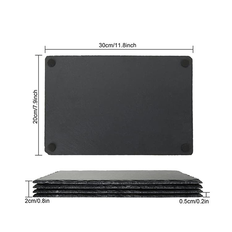 Factory direct sales custom natural black rectangular slate dinner plate slate grill plate schieferplatte