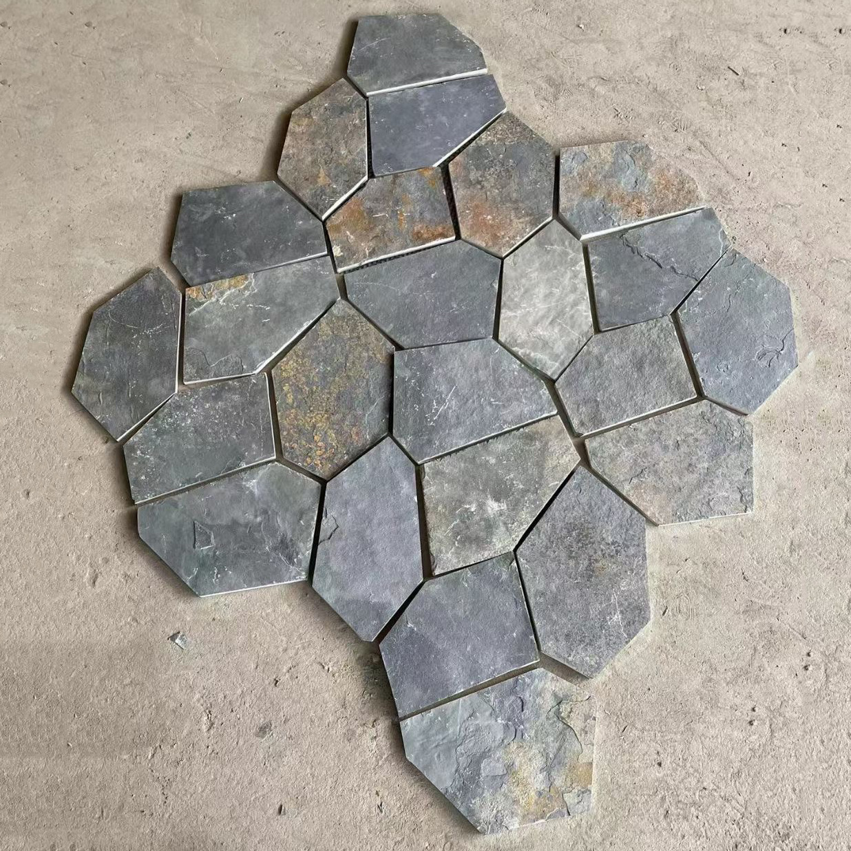 Outdoor Stone Floor Tiles Natural Stone Block Paving  Natural Paving Flagstone on mesh or Mesh Flagstone for Wall