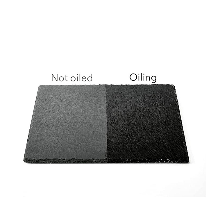 Factory direct sales custom natural black rectangular slate dinner plate slate grill plate schieferplatte