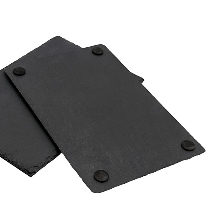 Factory direct sales custom natural black rectangular slate dinner plate slate grill plate schieferplatte