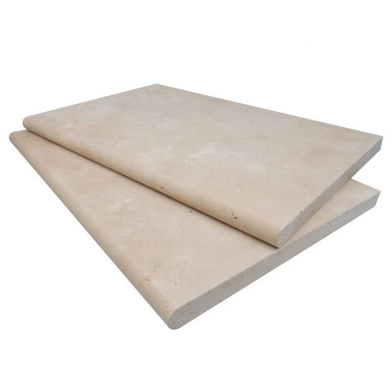 Ivory Travertine Tumbled Double Bullnose Pool Coping Premium Travertine Pavers For Exterior And Interior Natural Stone