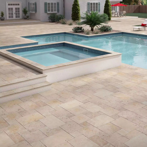 Swimming Pool Coping Tile Decking Beige Grey Tumbled Travertine Paver With Bullnose Edge Pool Coping Travertine Tile