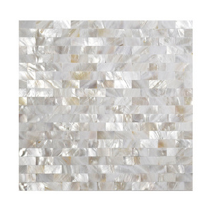 Strip White Natural Mother Of Pearl Brick Backsplash Subway Wall Tile Mosaic Pattern