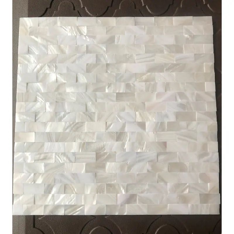 Strip White Natural Mother Of Pearl Brick Backsplash Subway Wall Tile Mosaic Pattern