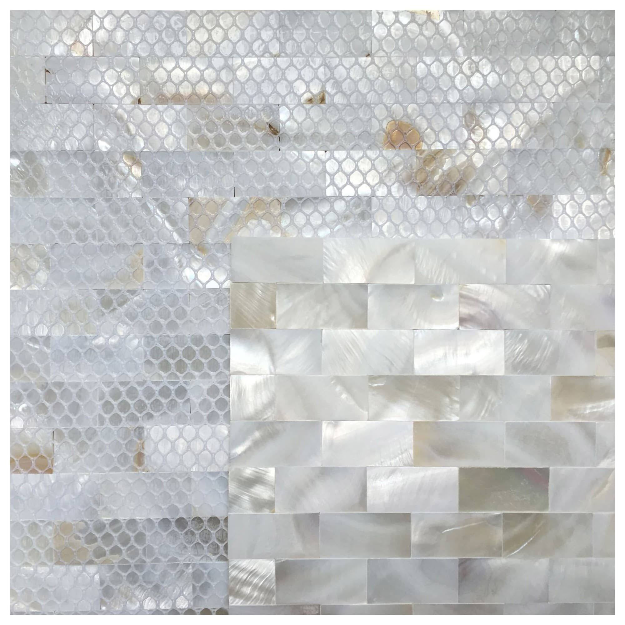 Strip White Natural Mother Of Pearl Brick Backsplash Subway Wall Tile Mosaic Pattern