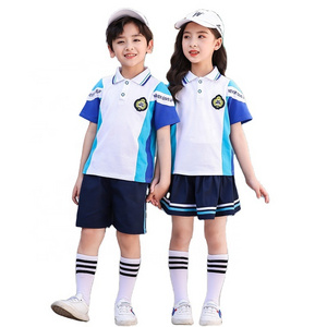 2024 Custom Design logo Summer primary school Uniforms kindergarten student's Skirt and shirt Kids uniforms For Boys Girls