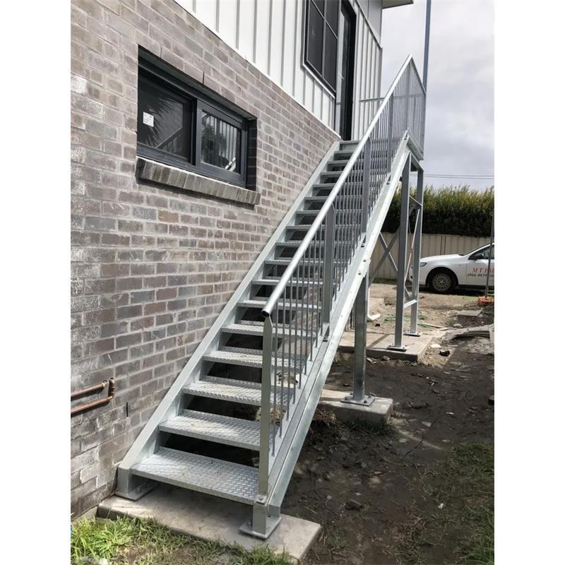 Foshan Factory metal stairs galvanized powder coated steel straight steel commercial staircase