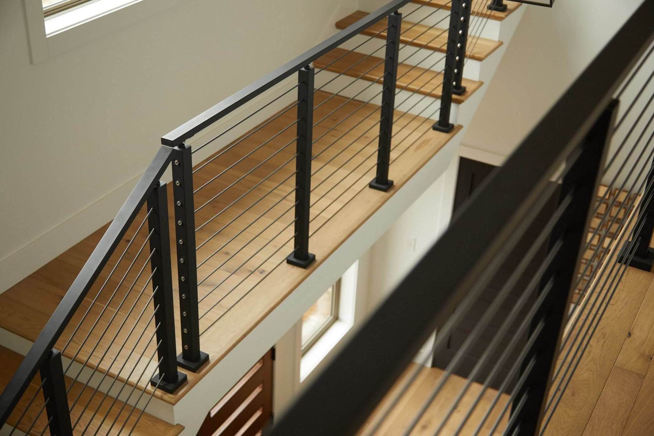 Black Square Post Side Mounted Balcony diy cable railing posts