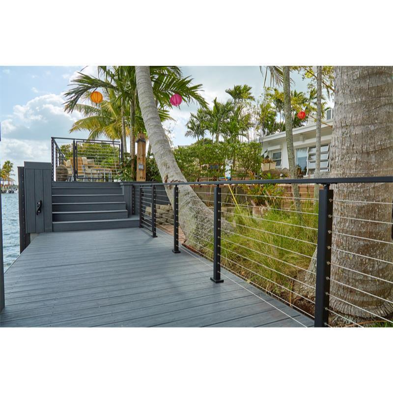 Black Square Post Side Mounted Balcony diy cable railing posts