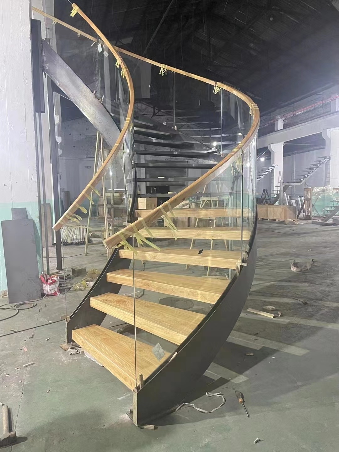 Customized Design Stairs Steel Marble Glass Floating Curved Spiral Straight Stairs