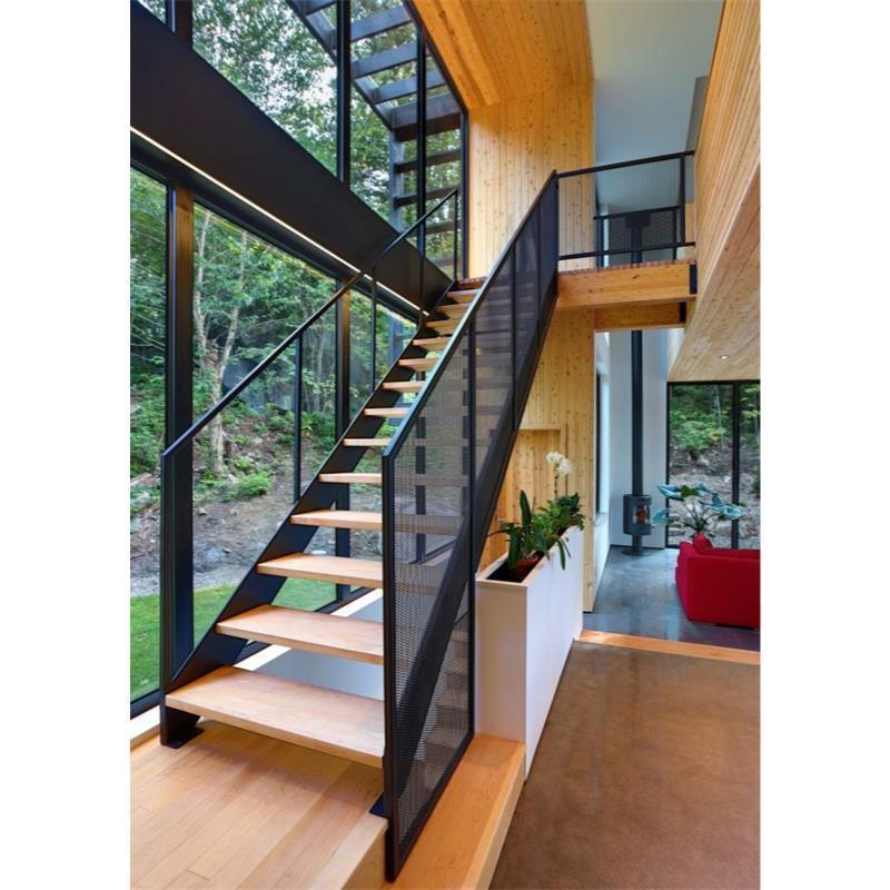 Double Plate Stainless Steel Stair Stringer Wood Stair Tread Indoor Staircases