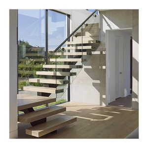 50-100mm thick wood staircase mono beam stair treads oak wood staircases