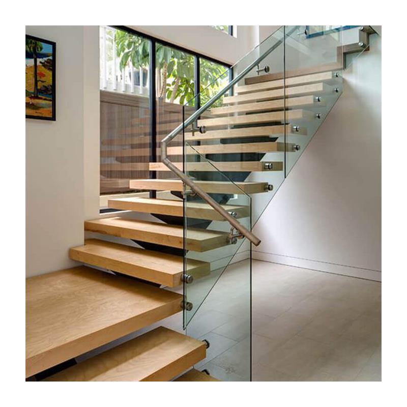 50-100mm thick wood staircase mono beam stair treads oak wood staircases